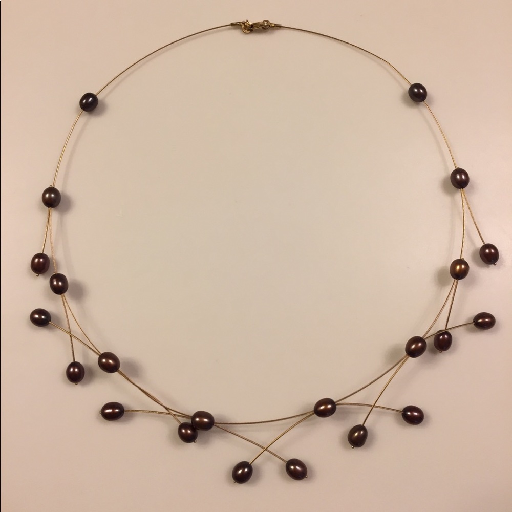 14K gold chocolate pearl necklace